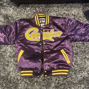 Nostalgia Purple and Yellow Men’s Puffer Jacket